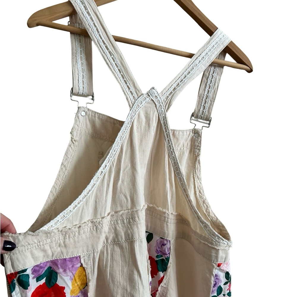 POL Mixed Print Patchwork Overall Dress in Oatmilk - Picture 11 of 11